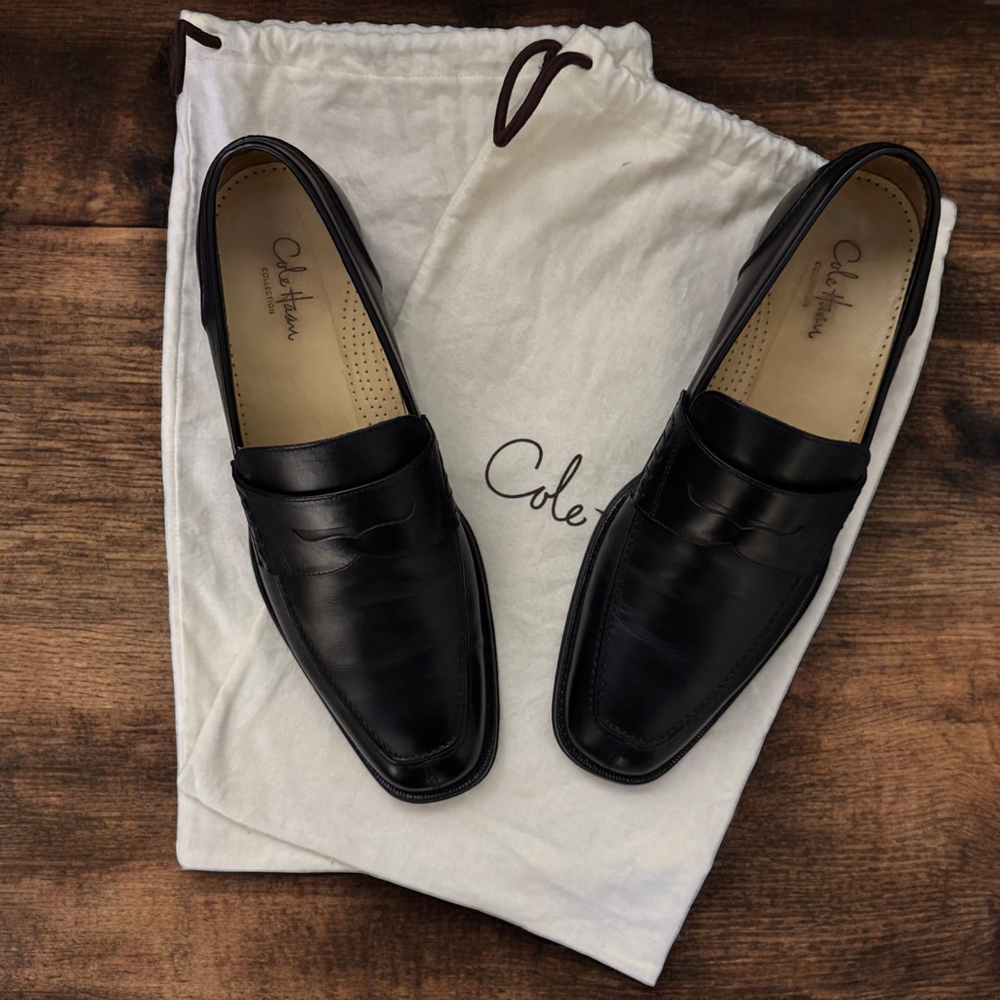 $500 - Italy - Cole Haan Collection Loafers Black Leather Dress Shoes - US 9.5 D
